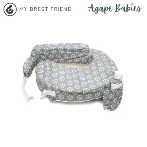 My Brest Friend Original Nursing Pillow - Grey Dotted Daisies