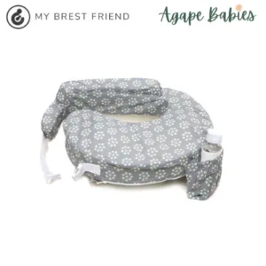 My Brest Friend Original Nursing Pillow - Grey Dotted Daisies