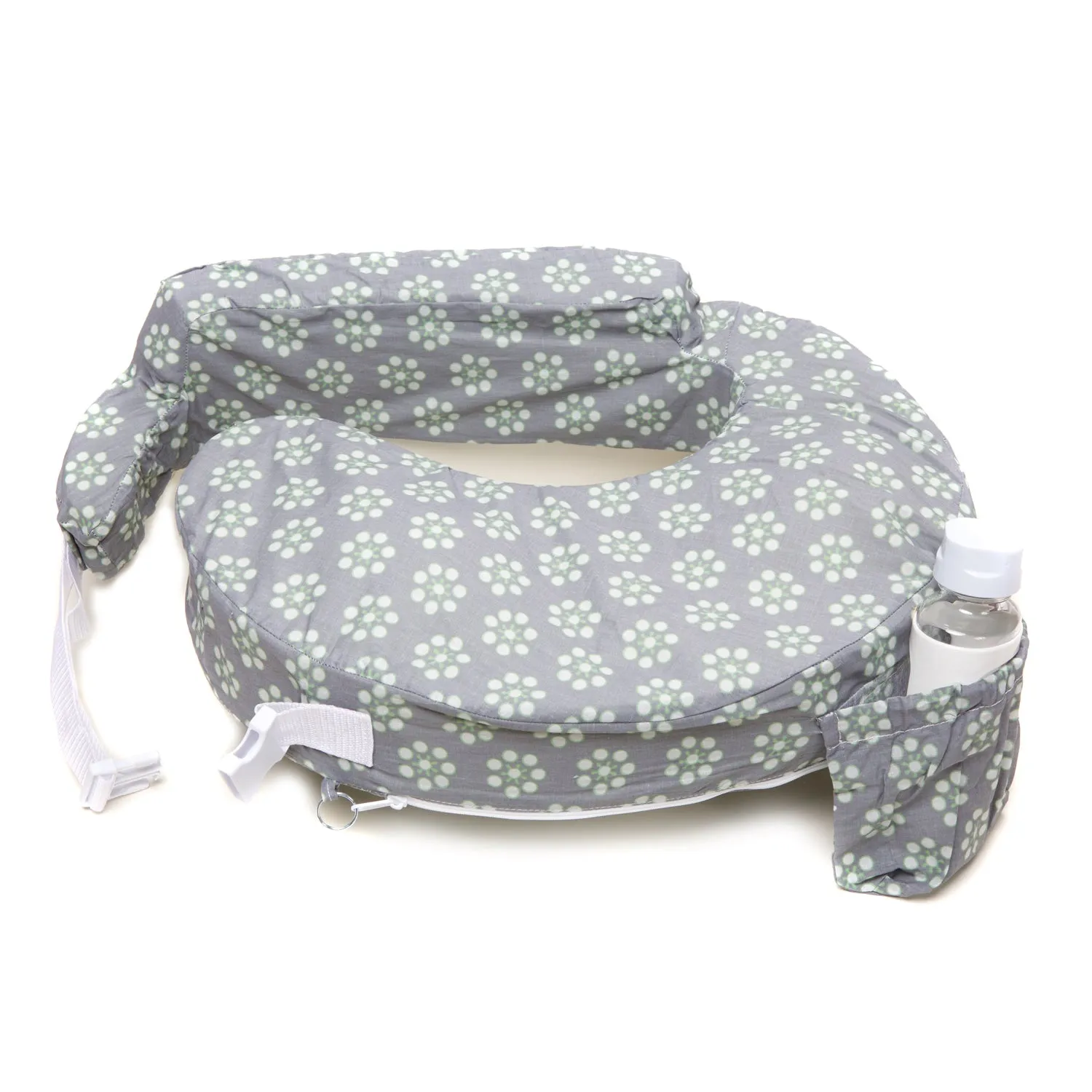 My Brest Friend Original Nursing Pillow - Grey Dotted Daisies