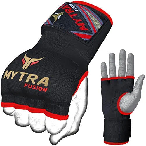 Mytra Fusion Kids Hybrid Boxing Inner Gloves Punching Boxing MMA Muay Thai Gym Workout Gel Inner Gloves (Black, Junior)