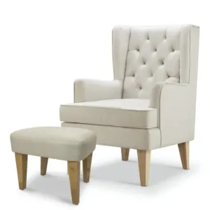 Nested Soothe Easy Chair with Footstool - Natural
