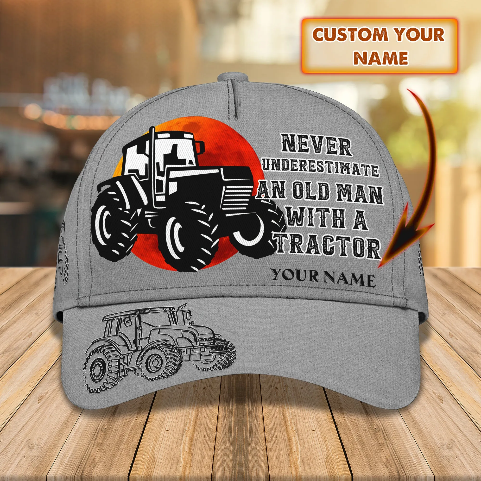 Never Underestimate An Old Man With A Tractor - Personalized Name Cap - Loop- T2k-201