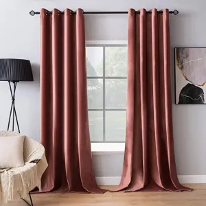 New MIULEE Elegant Velvet Curtains Dry Rose Pink Grommet Curtains Thermal Insulated Soundproof Room Darkening Blackout Curtains / Drapes Living Room/Bedroom Decor 52 x 90 Inch 2 Panels