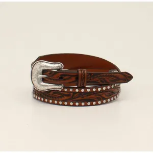 Nocona Women's Floral Embossed Leather Studs Belt