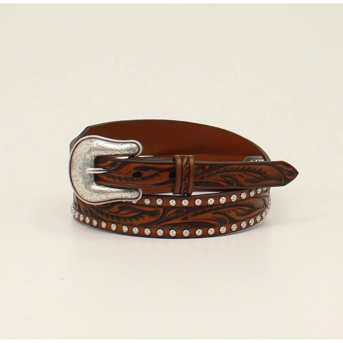 Nocona Women's Floral Embossed Leather Studs Belt