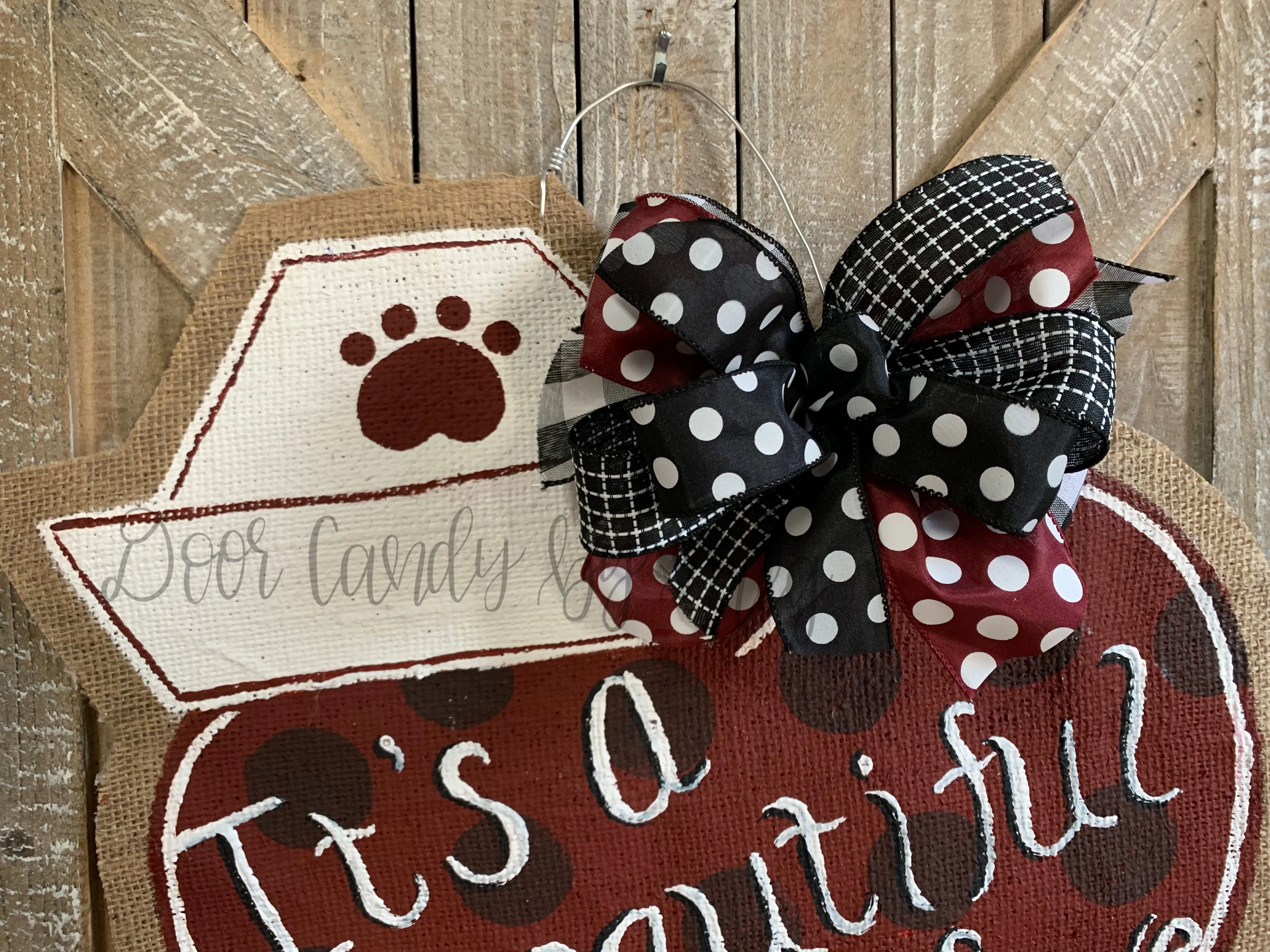 Nurse Hat Door Hanger - It's a Beautiful Day to Save Lives Heart (Maroon)