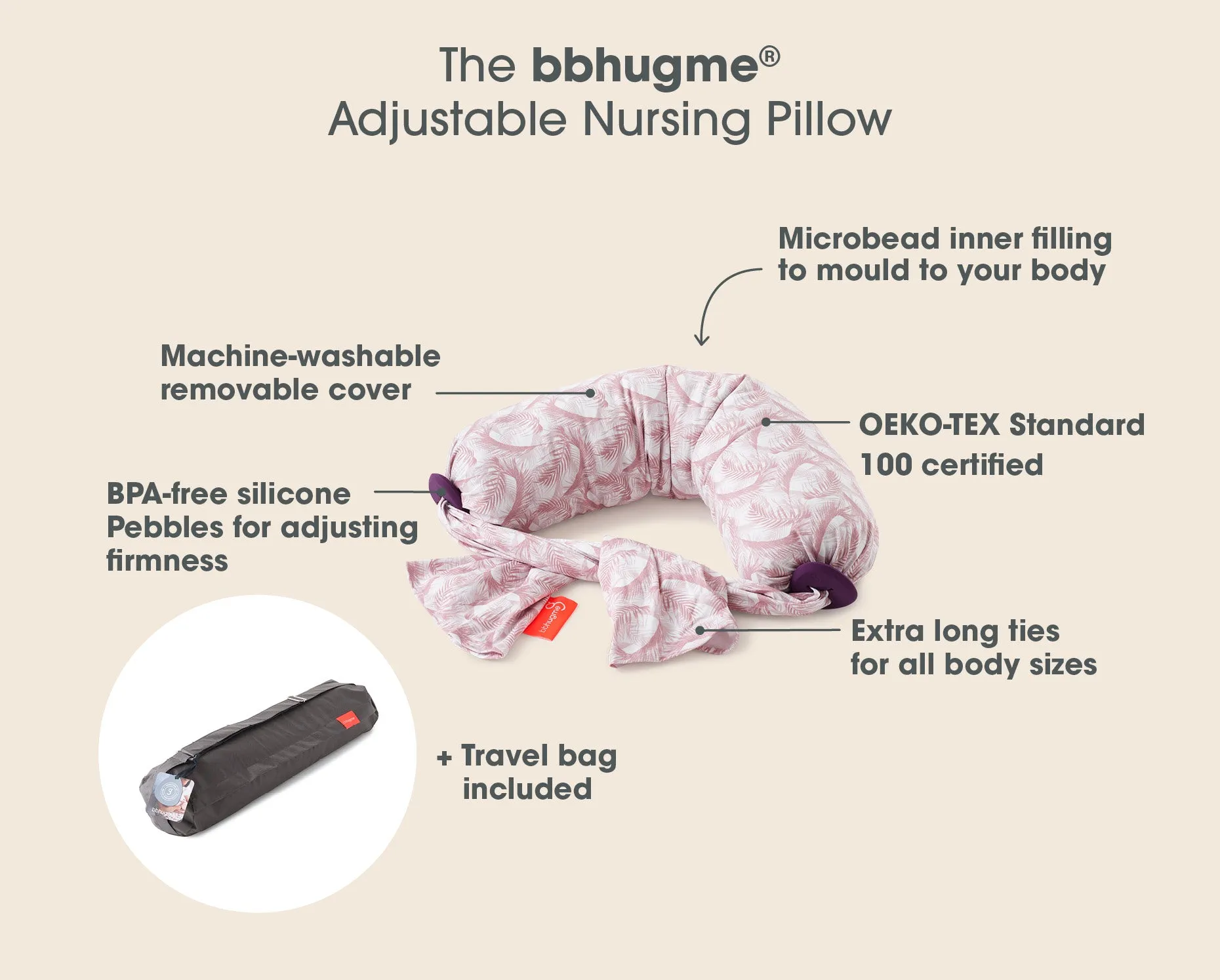 Nursing Pillow - Feather Pink
