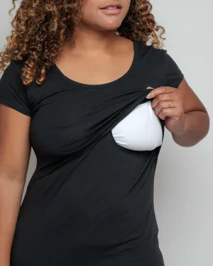 Nursing short sleeve t-shirt in Black