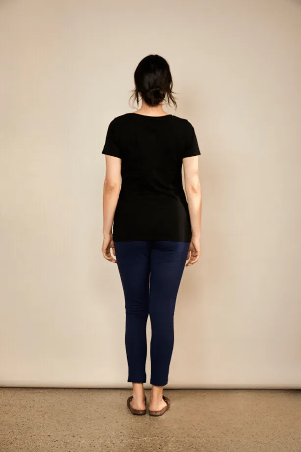 Nursing V Neck Cotton T-Shirt | Black