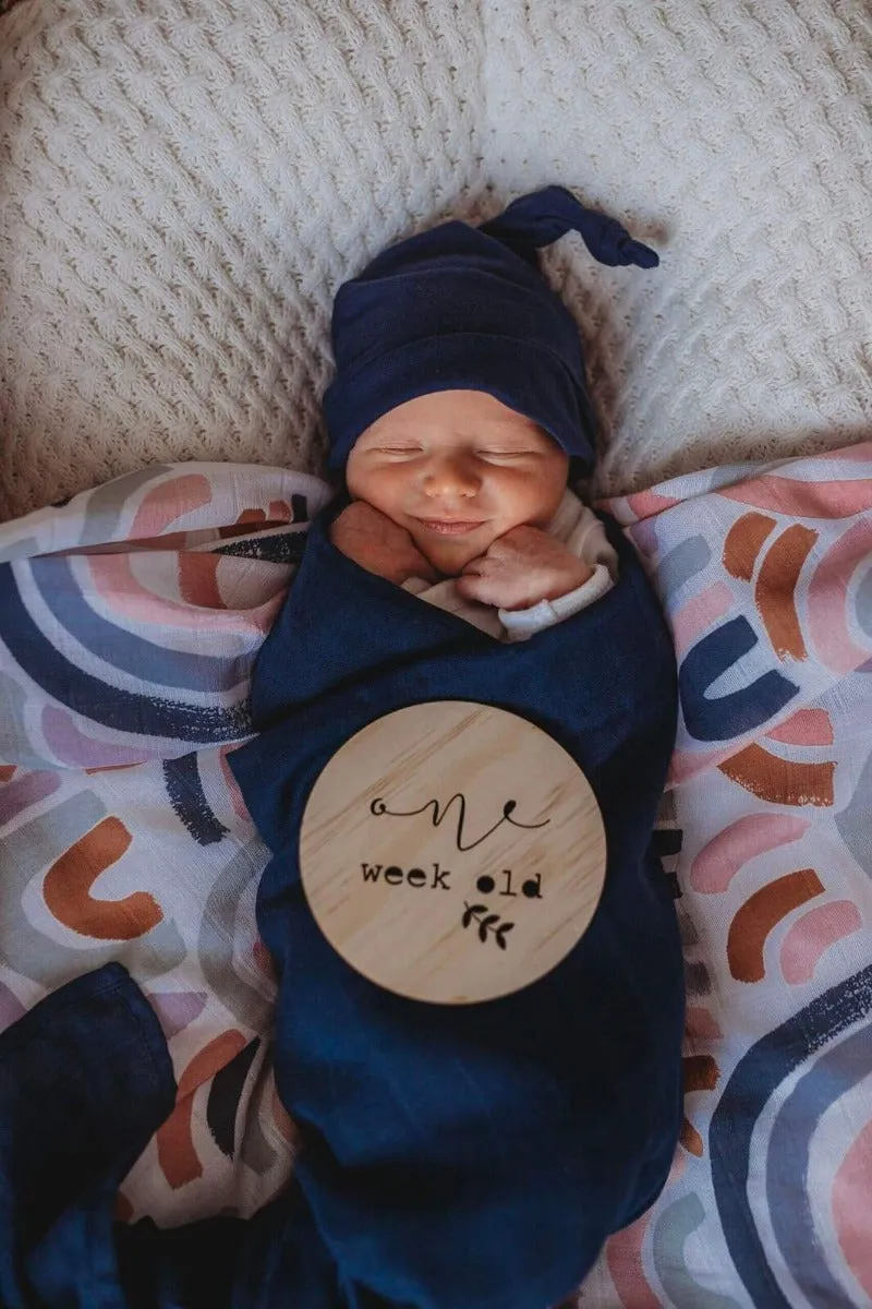 Organic Muslin Wrap - Navy