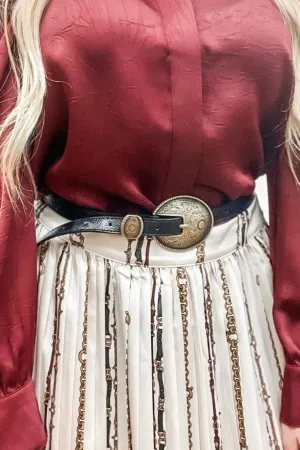 Oval Embossed Vintage Buckle Belt