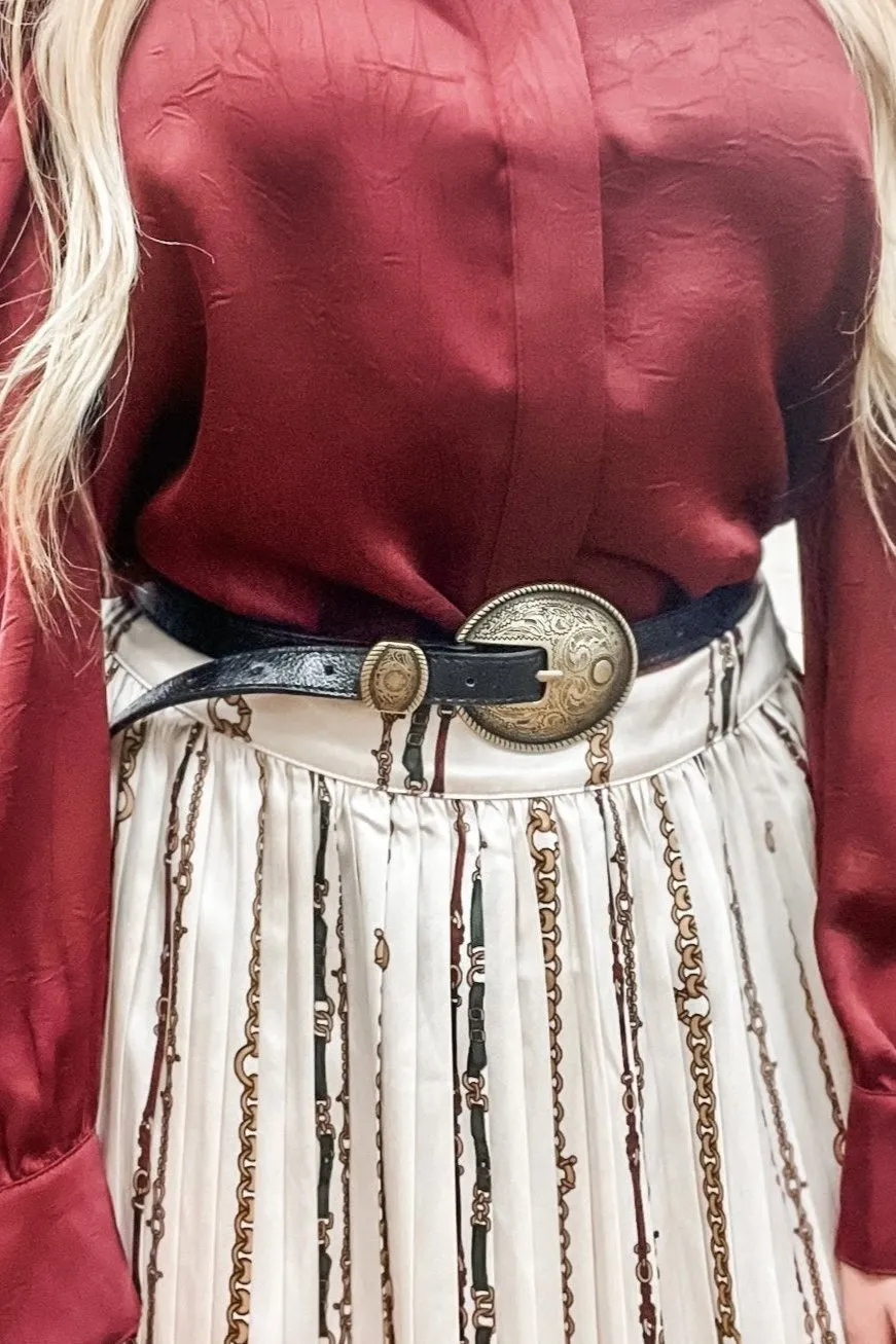 Oval Embossed Vintage Buckle Belt