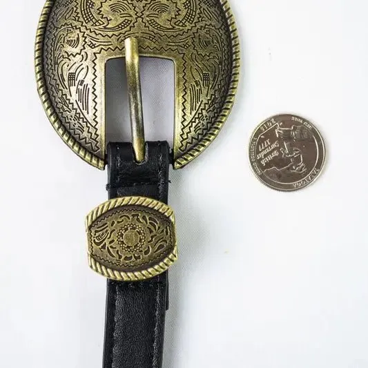 Oval Embossed Vintage Buckle Belt