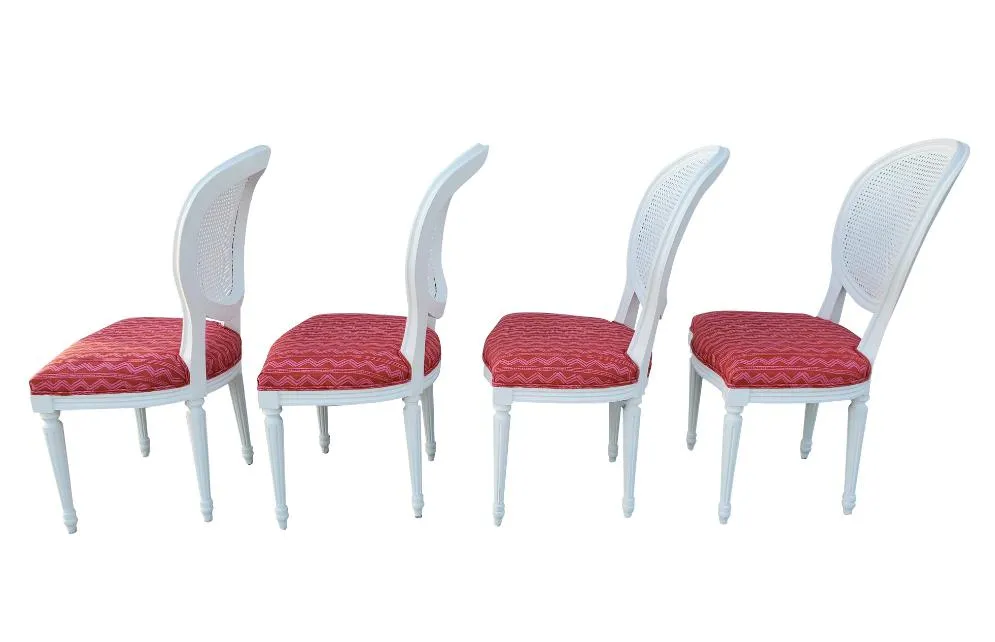 Palm Beach Regency Cane Back Louis XVI Style Chairs - Set of 4