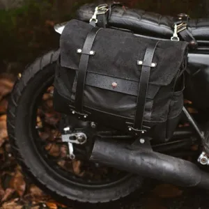 Personalized Motorcycle Bag Waxed Canvas Leather Saddle Bag