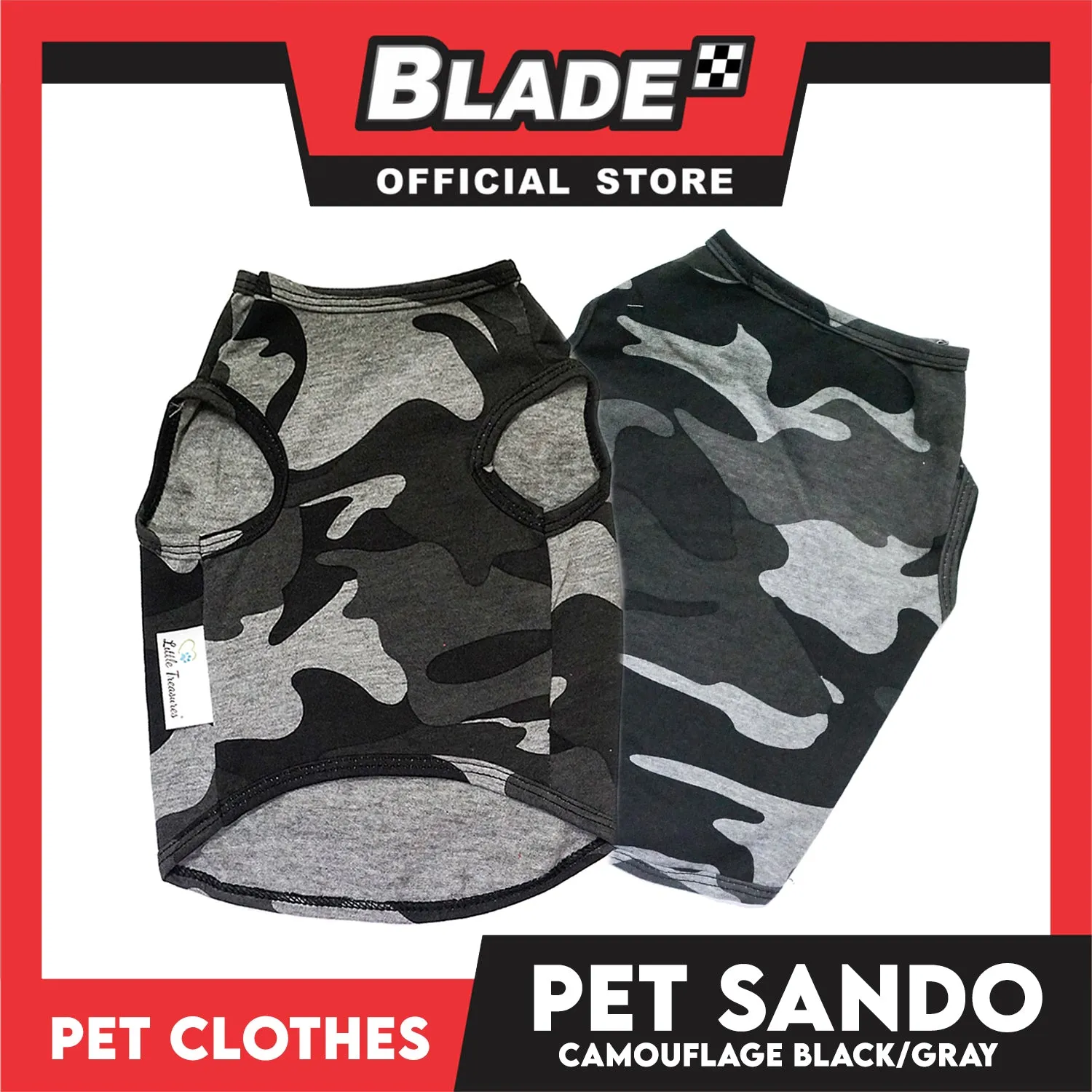 Pet Sando Camouflage Black/Gray (Large) Pet Shirt Clothes Dress Perfect fit for Dogs