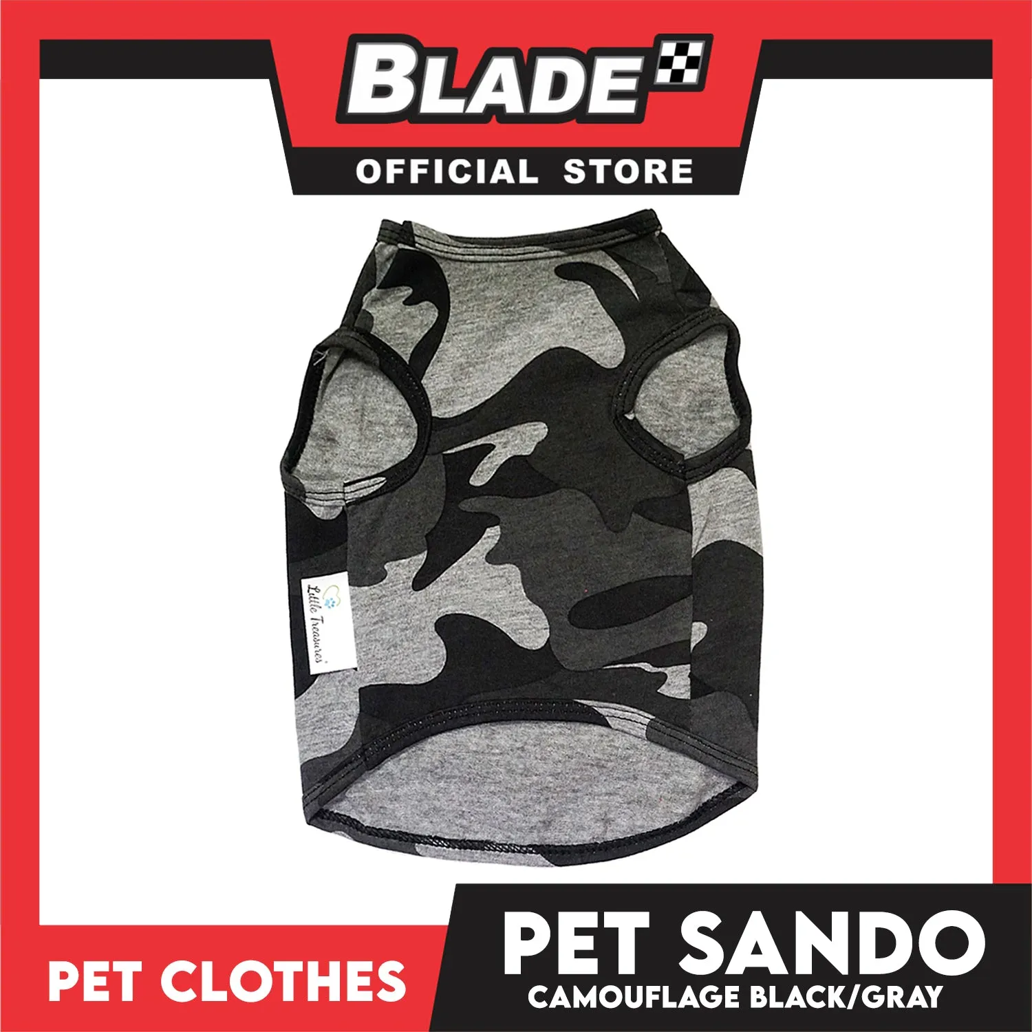 Pet Sando Camouflage Black/Gray (Large) Pet Shirt Clothes Dress Perfect fit for Dogs