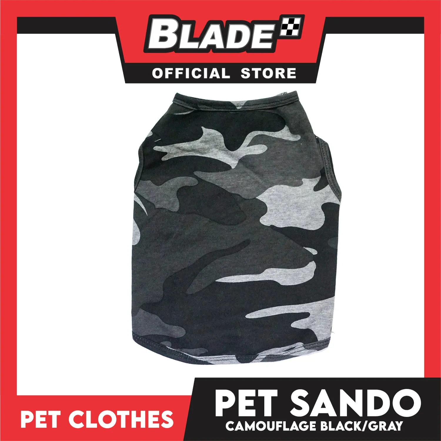 Pet Sando Camouflage Black/Gray (Large) Pet Shirt Clothes Dress Perfect fit for Dogs