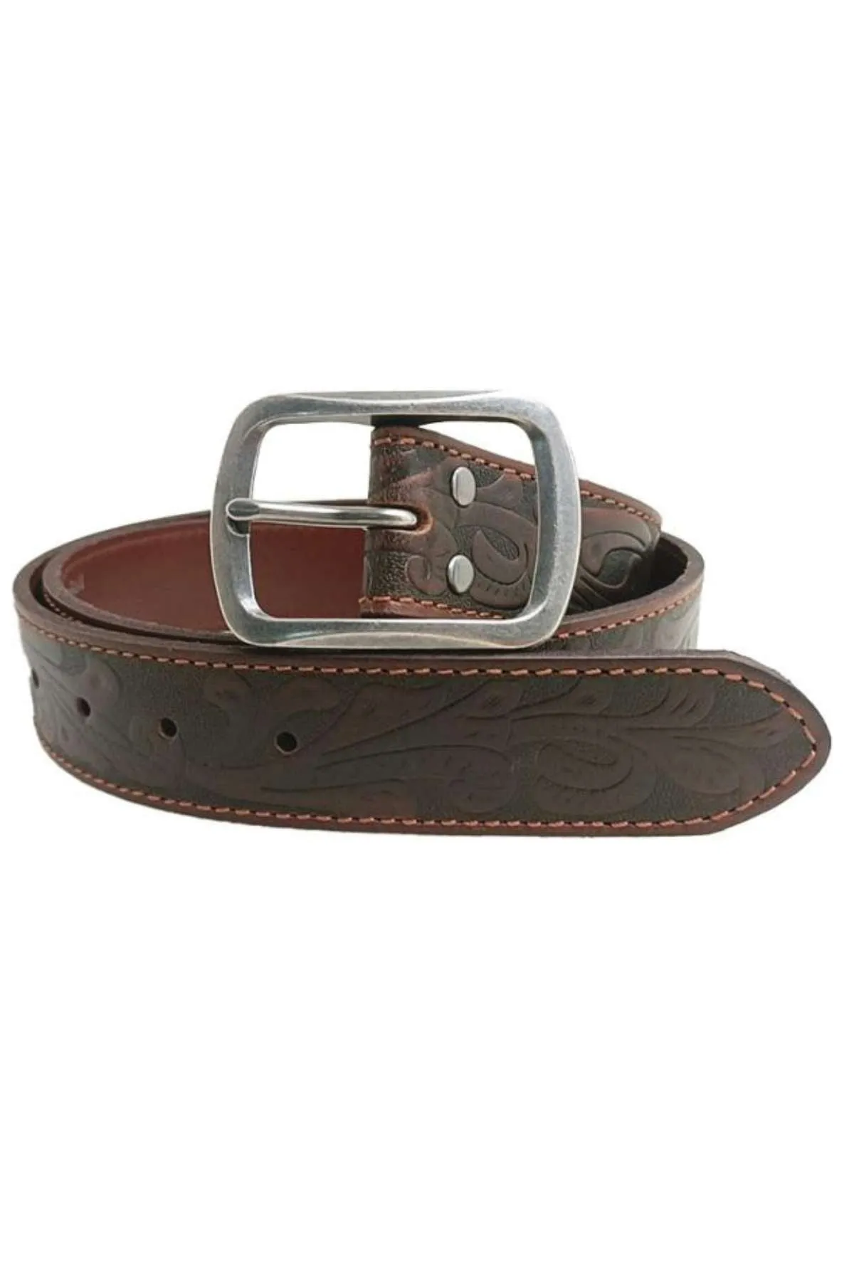 Pilbara Western Oval Buckle Tooled Leather Belt
