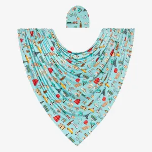 Posh Peanut Around the World Infant Swaddle and Beanie Set