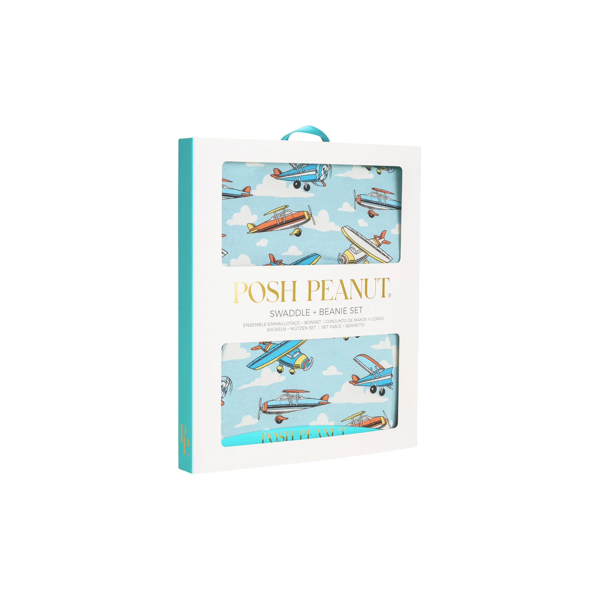 Posh Peanut Posh Planes Swaddle & Beanie Set