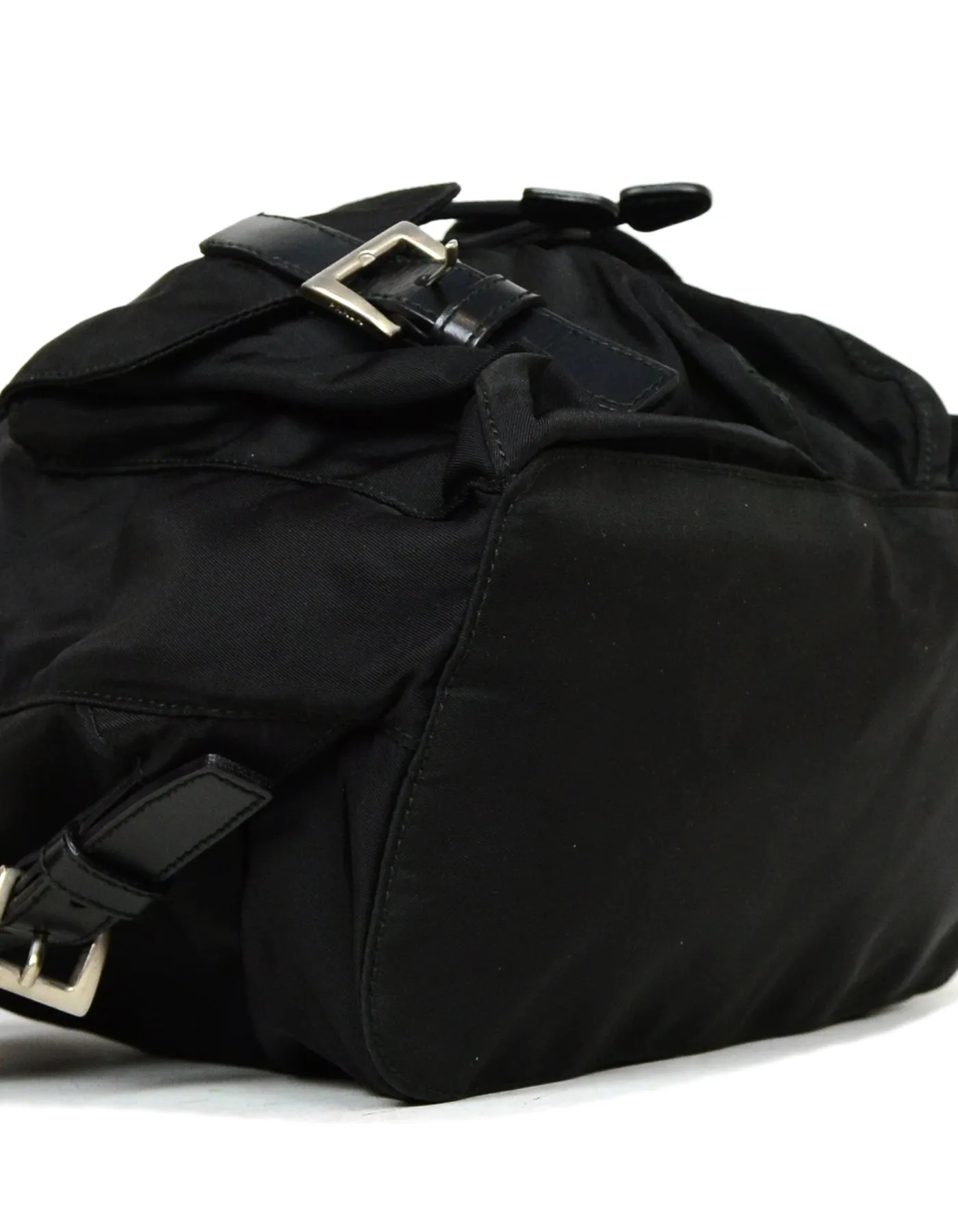 Prada Black Nylon Small Double Pocket Backpack Bag