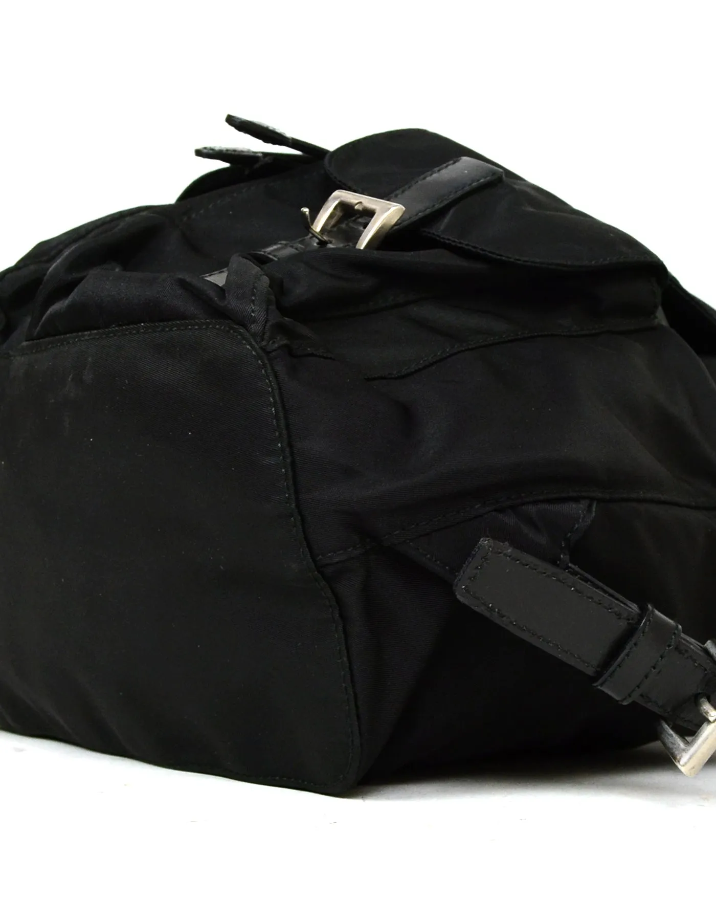 Prada Black Nylon Small Double Pocket Backpack Bag