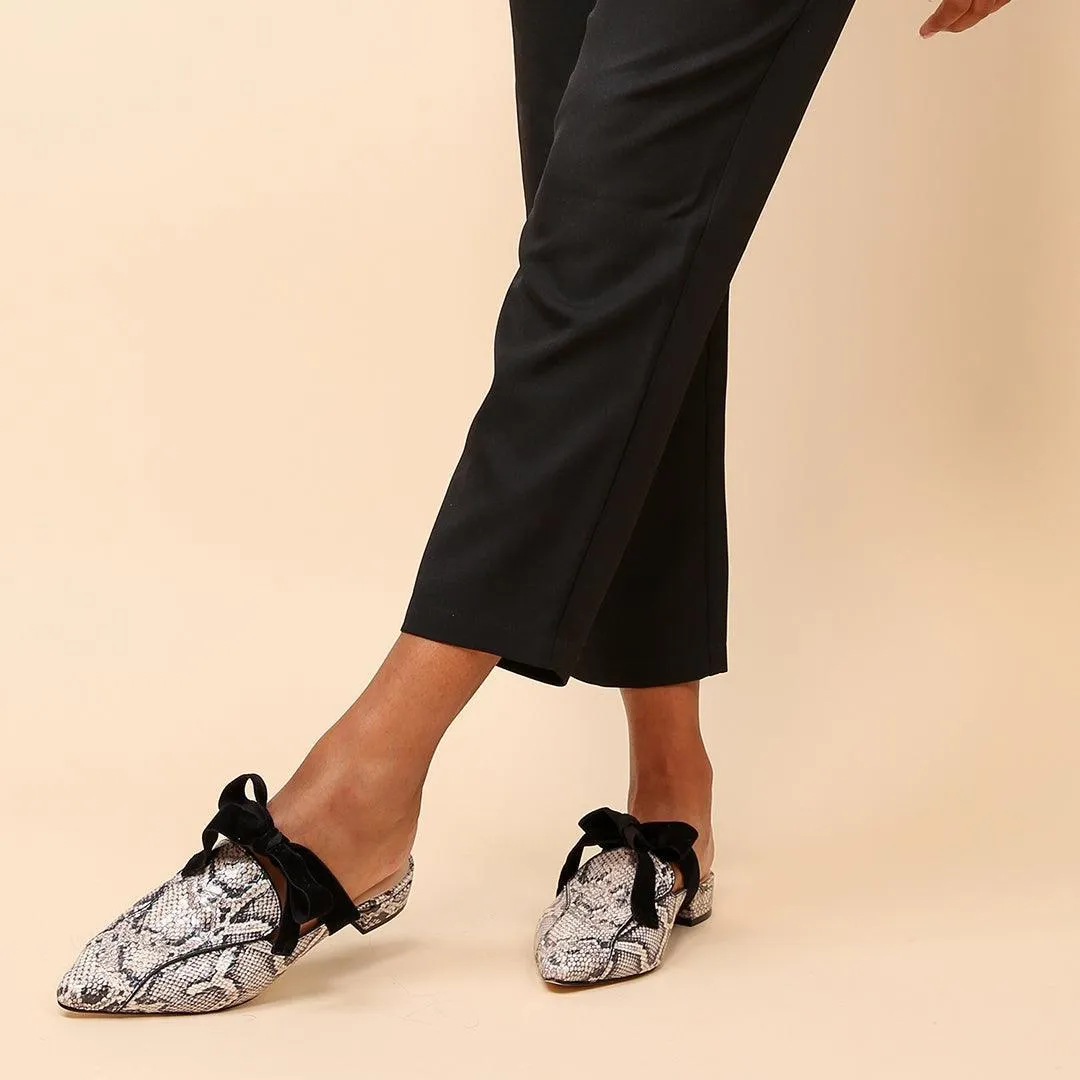 Python Pointed Loafer   Black Velvet Marie Strap