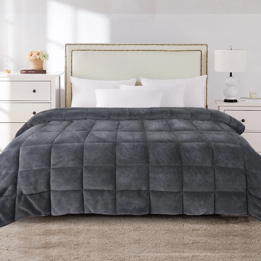 Quilt Doona Comforter Blanket Velvet Winter Warm Queen Bedding Grey