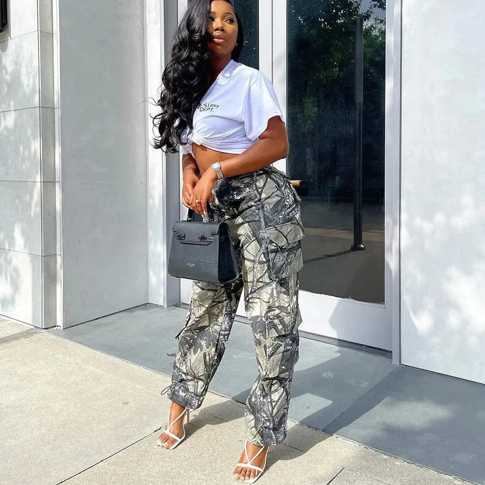"Hunting" Print Jogger Pants With Pockets