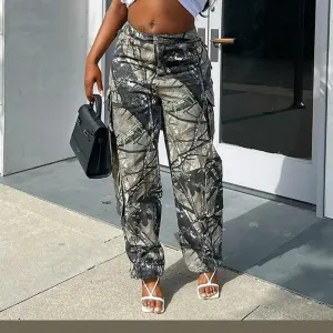 "Hunting" Print Jogger Pants With Pockets