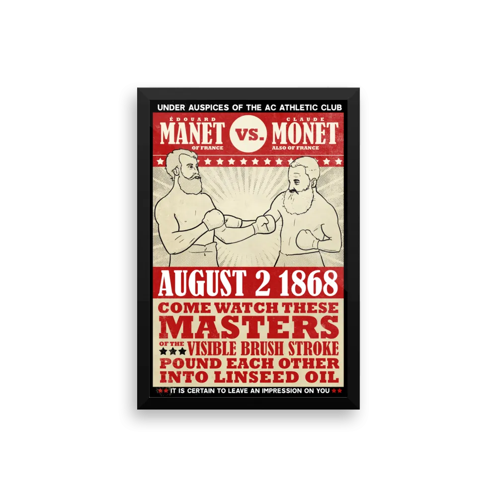 "Manet vs. Monet" Framed Vintage Boxing Poster
