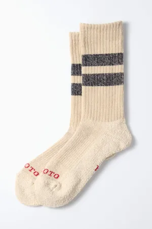 R1589 Pile Stripe Marl Sock Beige/Black