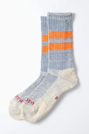 R1589 Pile Stripe Marl Sock Blue/Orange