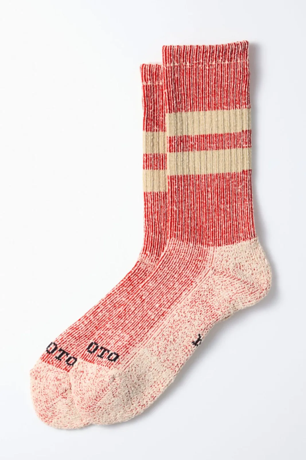 R1589 Pile Stripe Marl Sock Red/Beige