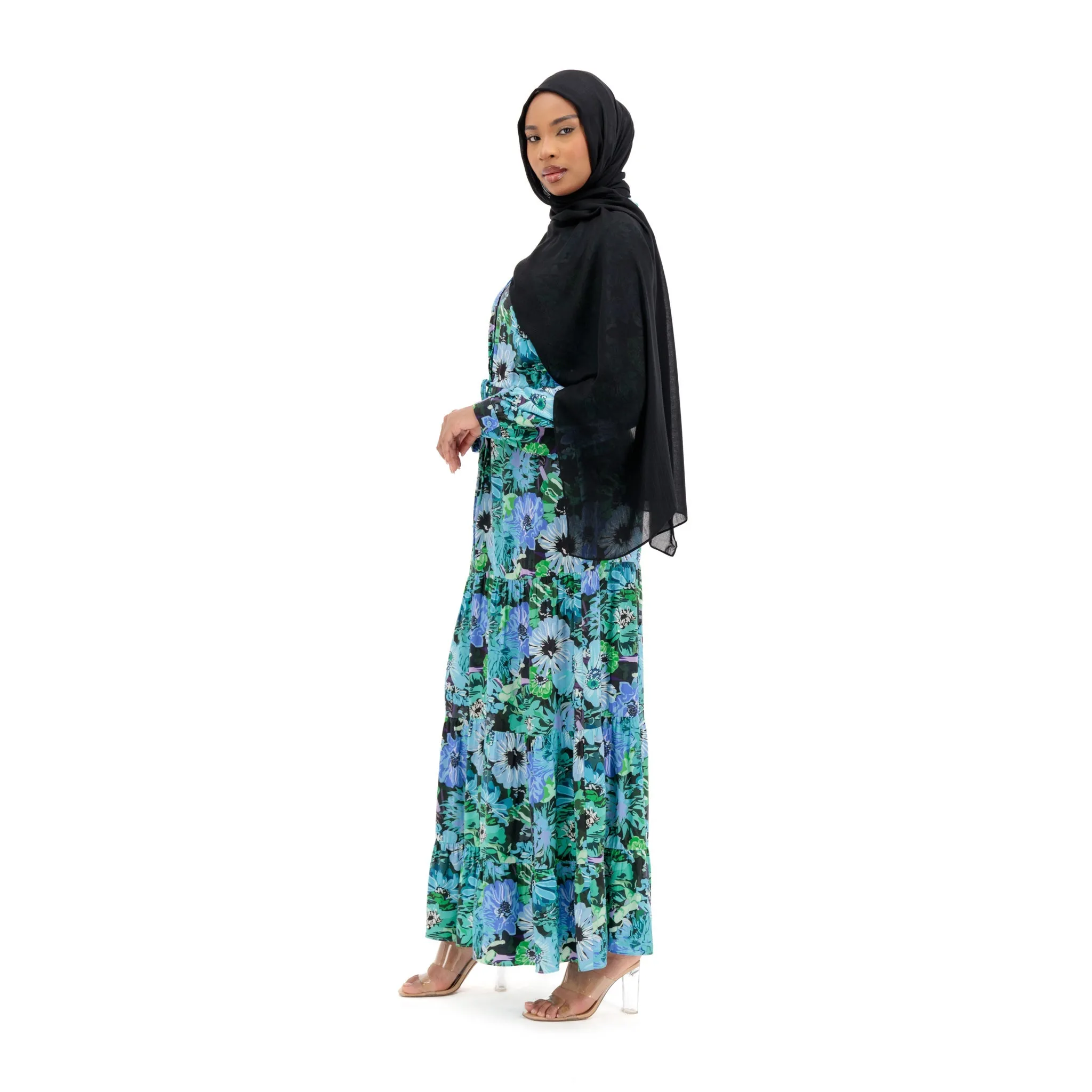 Rayon Maxi Dress - Botanical Garden Design