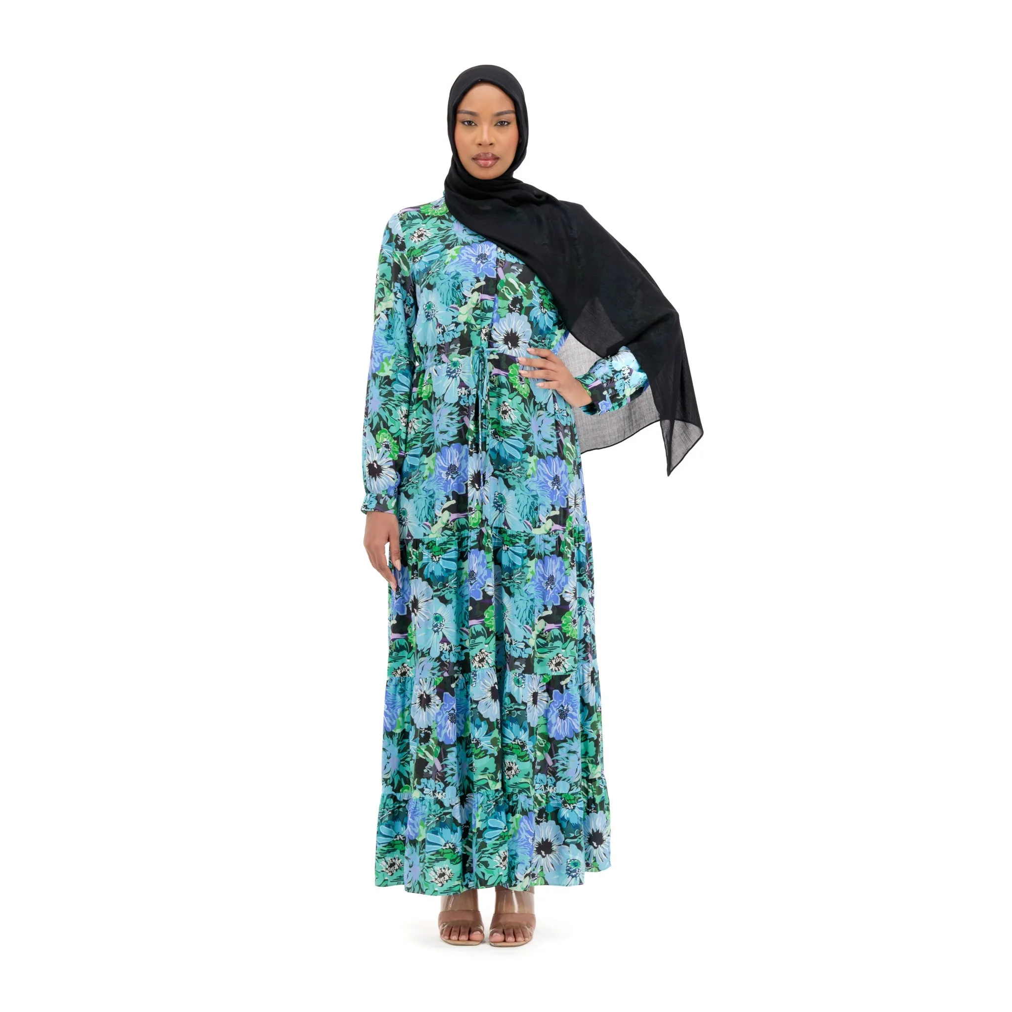 Rayon Maxi Dress - Botanical Garden Design