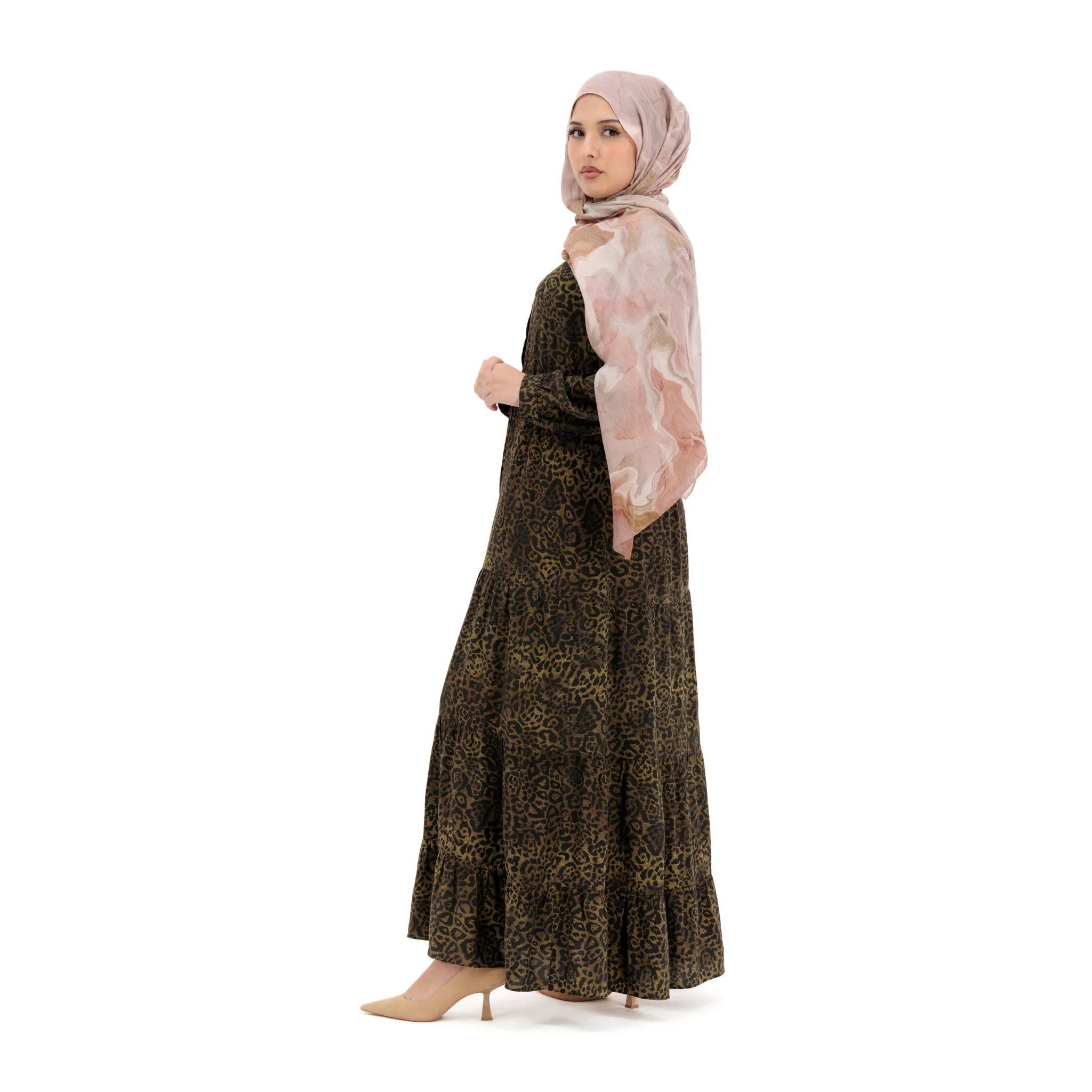Rayon Maxi Dress - Leopard Design