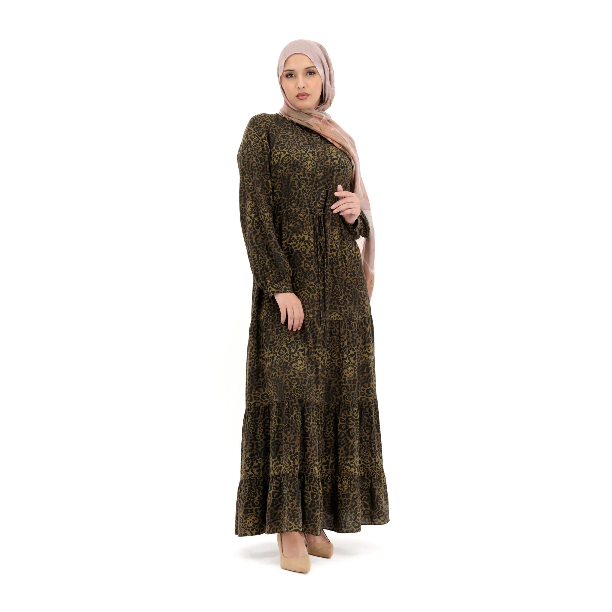 Rayon Maxi Dress - Leopard Design