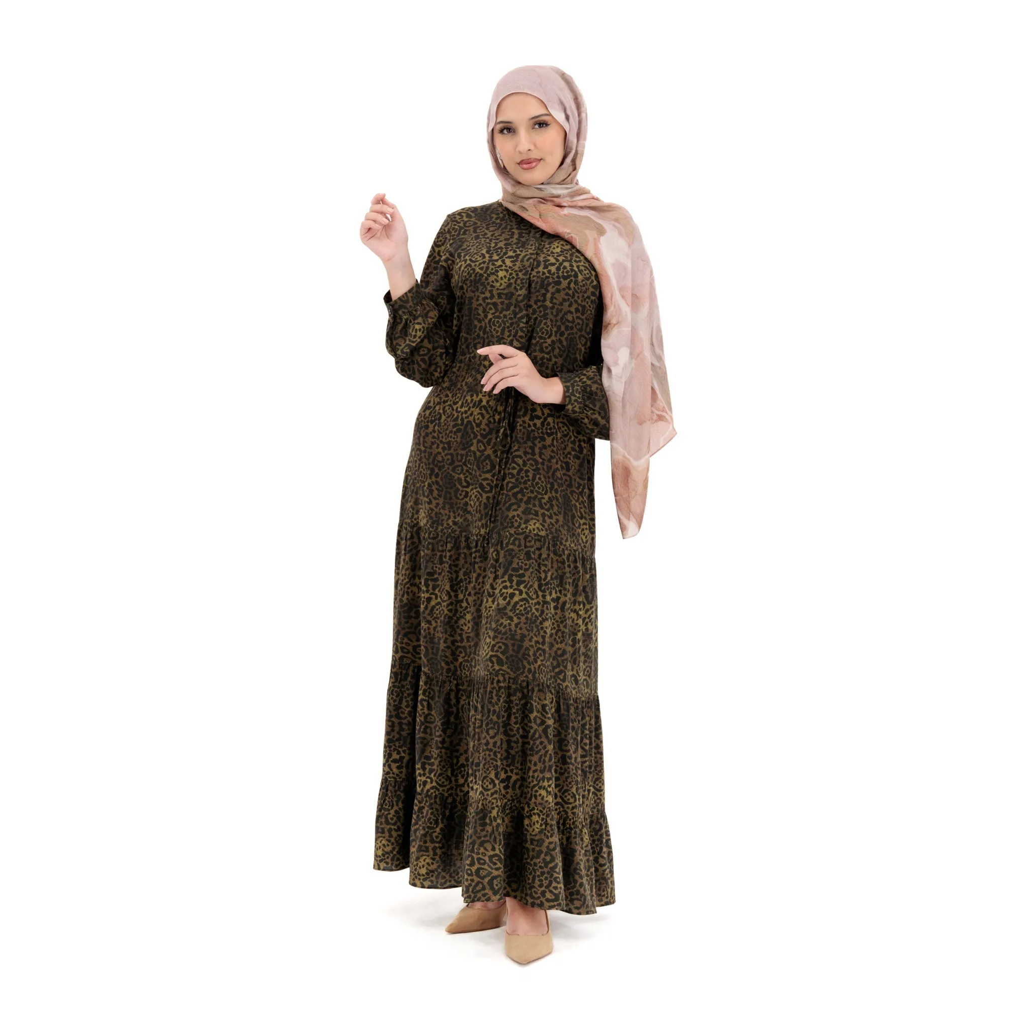 Rayon Maxi Dress - Leopard Design