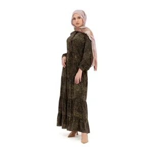 Rayon Maxi Dress - Leopard Design
