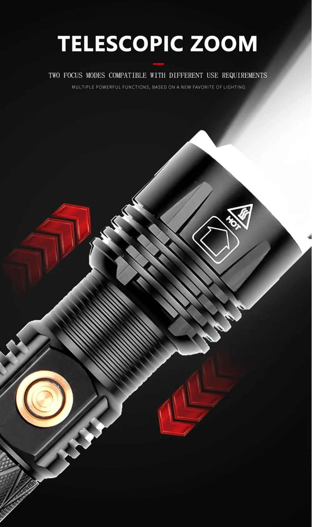 Rechargeable LED Flashlight with USB Port