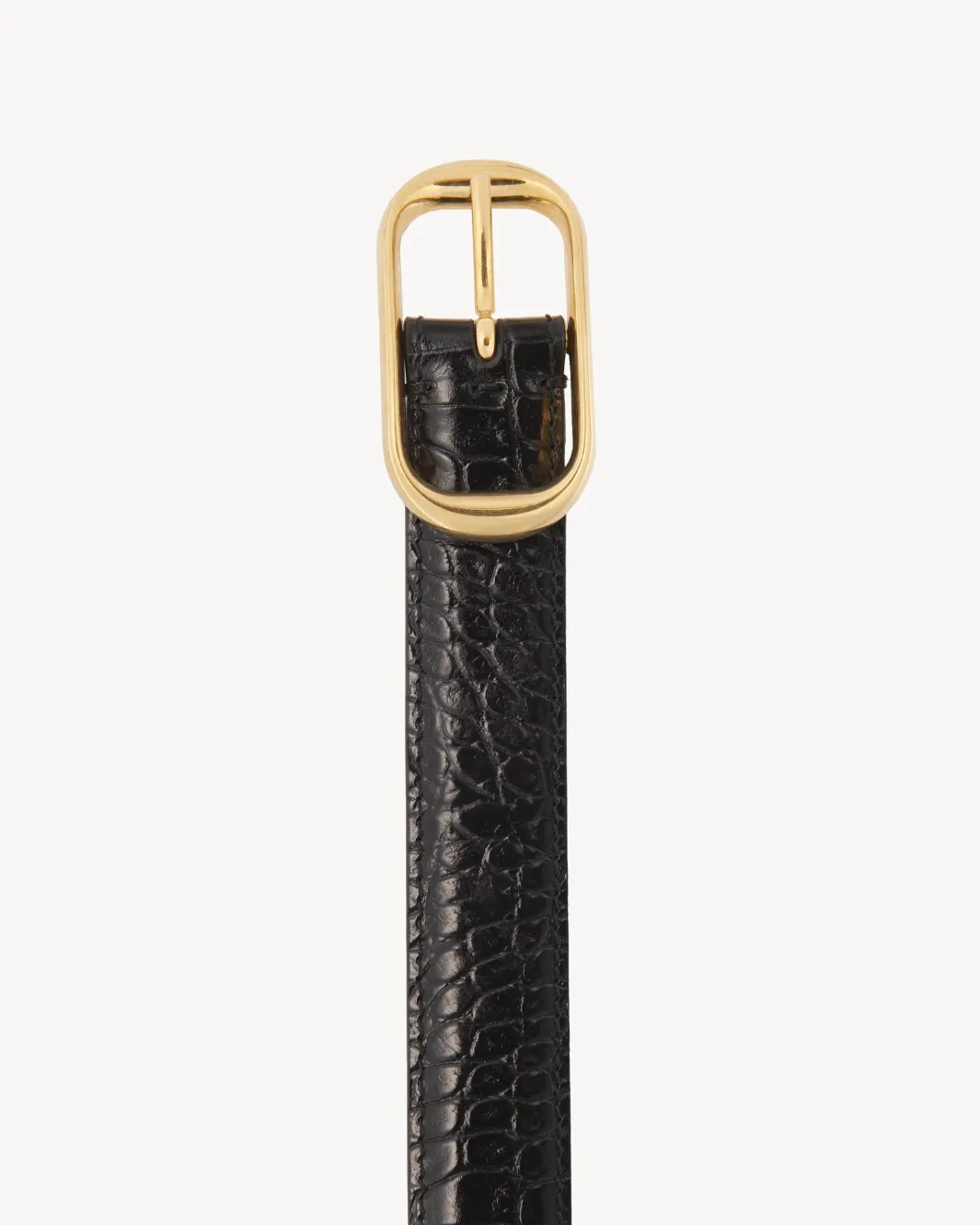 REINE EMBOSSED CROC BELT IN BLACK