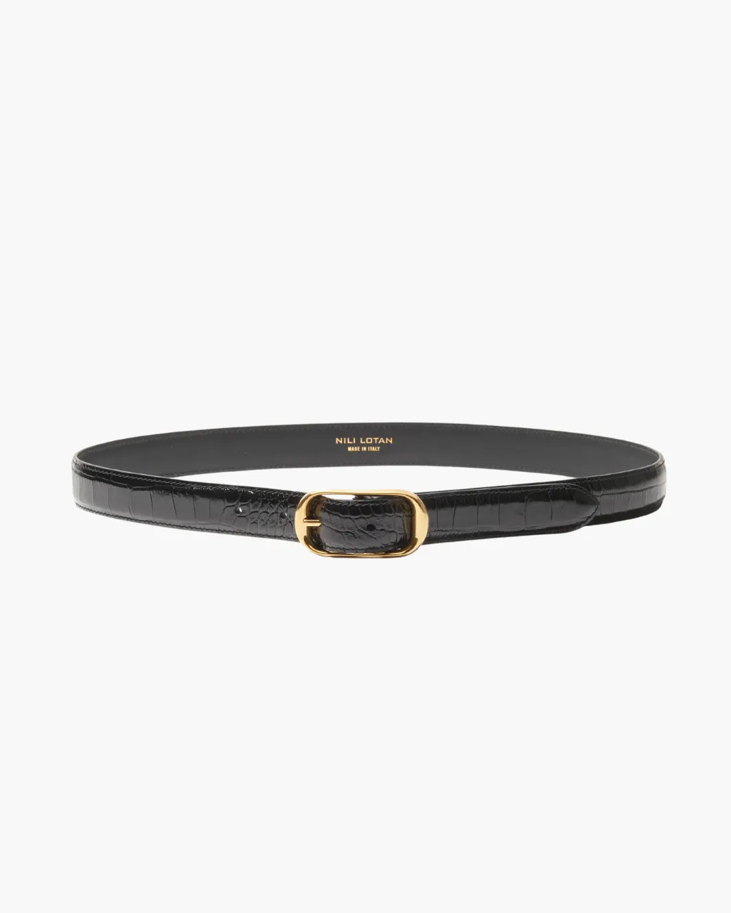 REINE EMBOSSED CROC BELT IN BLACK