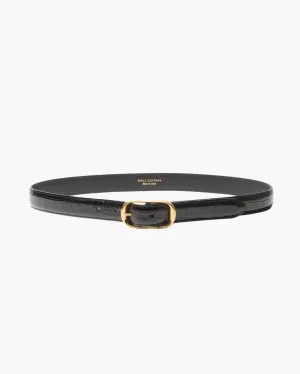 REINE EMBOSSED CROC BELT IN BLACK