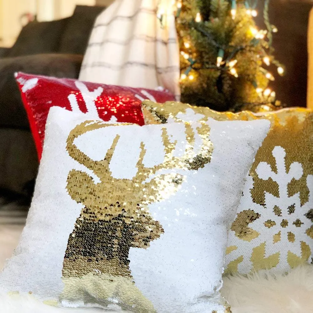 Reversible Sequin Holiday Pillow Covers