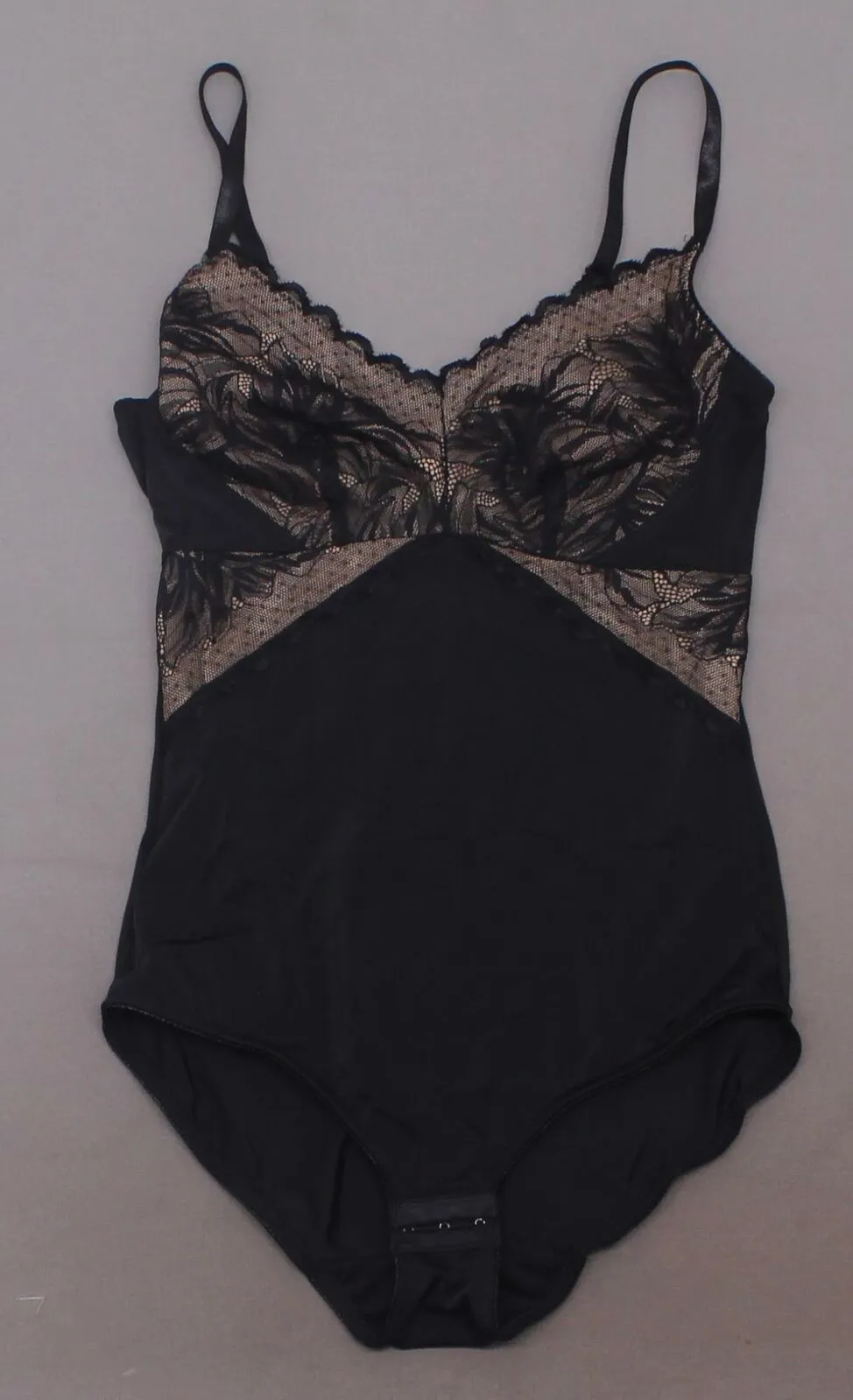 Rhonda Shear Women's Lace Bodice Adjustable Strap Bodysuit