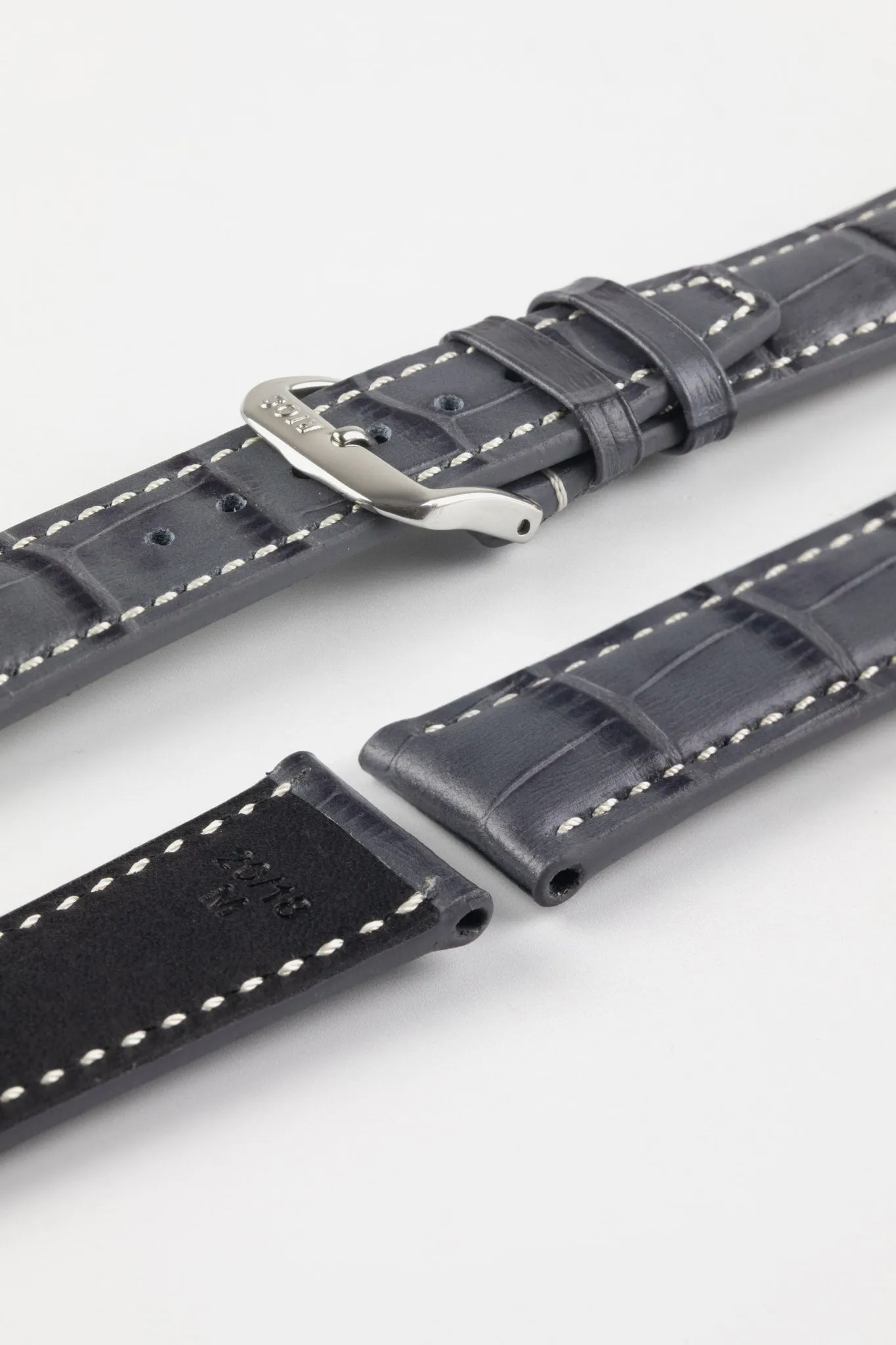RIOS1931 BOSTON Alligator-Embossed Leather Watch Strap in STONE GREY