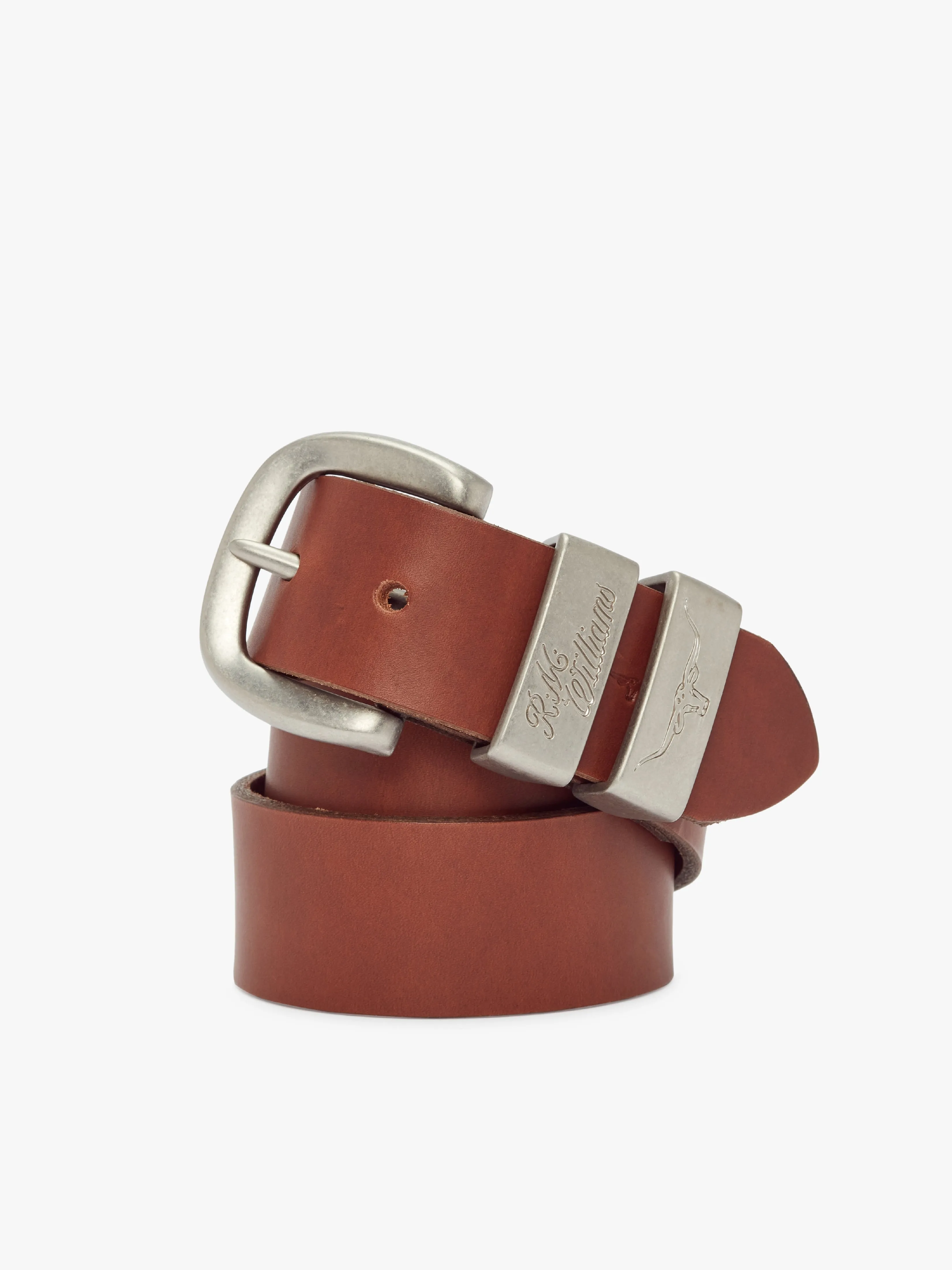 R.M. Williams 1 1/2" 3 Piece Solid Hide Belt - Dark Tan
