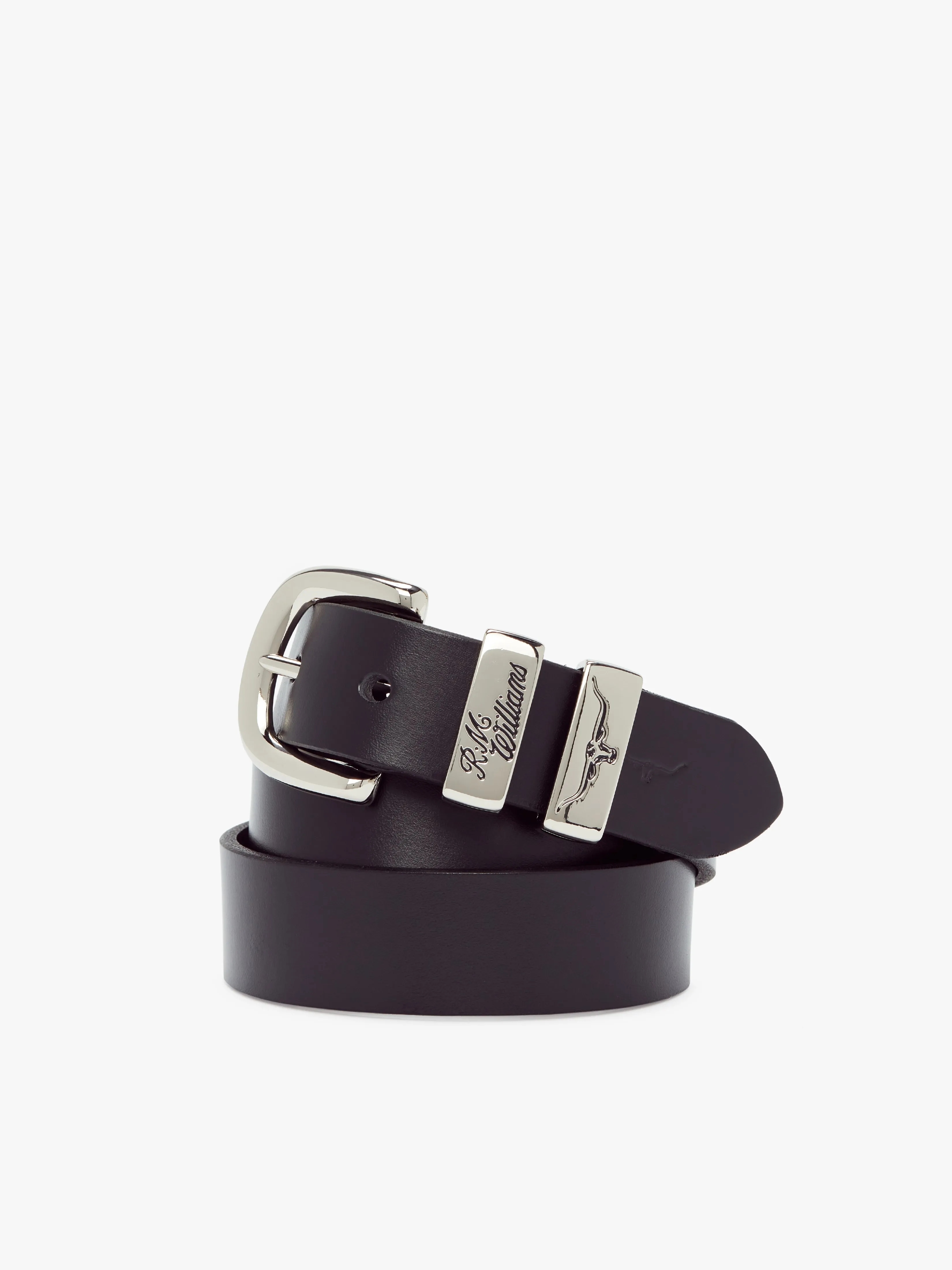 R.M. Williams 1 1/4" 3 Piece Solid Hide Belt - Black